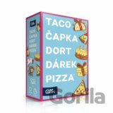 Taco, čapka, dort, dárek, pizza