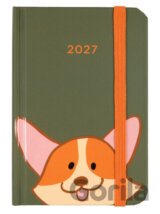 Mini diár s gumičkou na rok 2027 - Corgi
