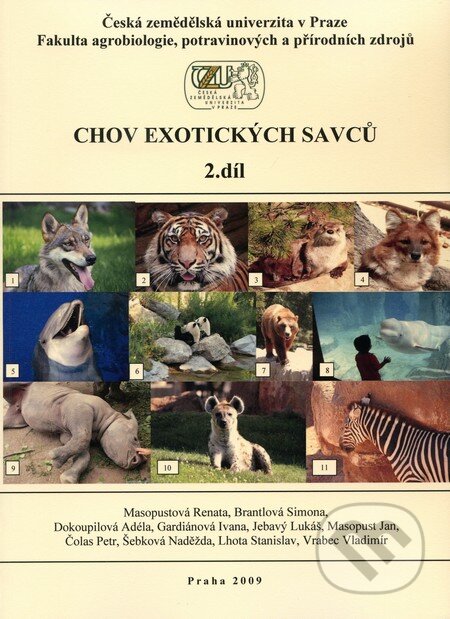 Kniha: Chov exotických savců (2. díl) (Renata Masopustová a kolektív). Česká zemědělská univerzita v Praze, 2009 Kniha: Chov exotických savců (2. díl) (Renata Masopustová a kolektív). Česká zemědělská univerzita v Praze, 2009