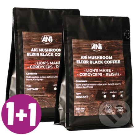 Kávy a čaje: ANi Reishi Cordyceps Lion´s coffee 100 g 1 + 1 zadarmo (Ani). Ani Kávy a čaje: ANi Reishi Cordyceps Lion´s coffee 100 g 1 + 1 zadarmo (Ani). Ani