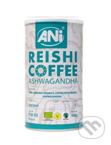 Kávy a čaje: Ashwagandha Reishi BIO Instantná káva 100g (Ani). Ani Kávy a čaje: Ashwagandha Reishi BIO Instantná káva 100g (Ani). Ani