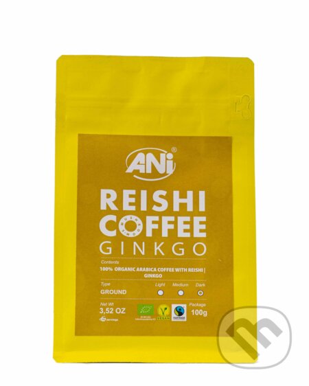 Kávy a čaje: Ginkgo Reishi BIO mletá káva 100g (Ani). Ani Kávy a čaje: Ginkgo Reishi BIO mletá káva 100g (Ani). Ani