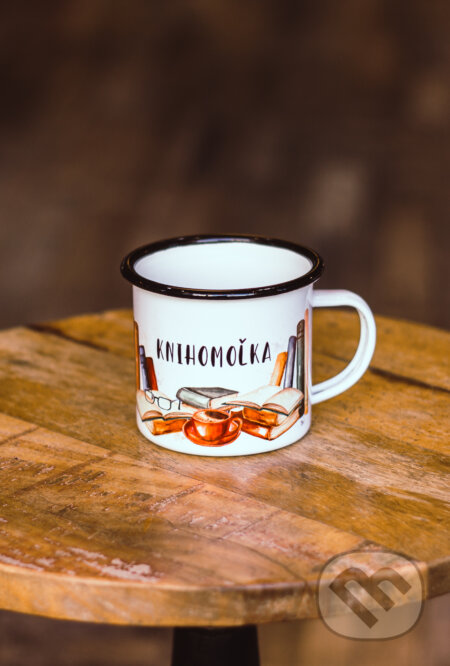 Smaltovaný hrnček Knihomoľka (Ľúbené). Ľúbené, 2021 Smaltovaný hrnček Knihomoľka (Ľúbené). Ľúbené, 2021