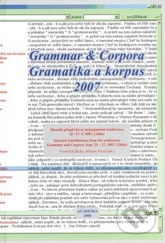 Kniha: Gramatika a korpus 2007 (František Štícha). Academia, 2008 Kniha: Gramatika a korpus 2007 (František Štícha). Academia, 2008