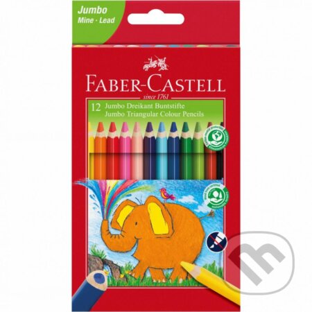 Pastelky Jumbo trojhranné set 12 farebné (Faber-Castell). Faber-Castell, 2020 Pastelky Jumbo trojhranné set 12 farebné (Faber-Castell). Faber-Castell, 2020