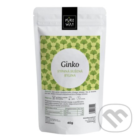 Kávy a čaje: Ginko - sypaný bylinný čaj (Pure Way). Pure Way, 2021 Kávy a čaje: Ginko - sypaný bylinný čaj (Pure Way). Pure Way, 2021