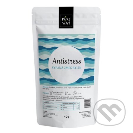 Kávy a čaje: Antistress - sypaná zmes bylín (Pure Way). Pure Way, 2021 Kávy a čaje: Antistress - sypaná zmes bylín (Pure Way). Pure Way, 2021