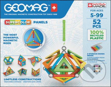 Spoločenská hra: Stavebnice Geomag Supercolor panels 52 pcs (Geomag). Geomag, 2021 Spoločenská hra: Stavebnice Geomag Supercolor panels 52 pcs (Geomag). Geomag, 2021
