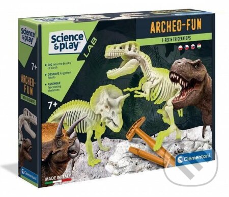 Spoločenská hra: Vykopávky T-Rex + Triceraptos (Clementoni). Clementoni, 2021 Spoločenská hra: Vykopávky T-Rex + Triceraptos (Clementoni). Clementoni, 2021