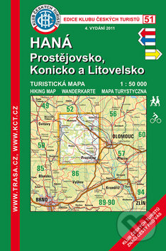 Kniha: Haná, Prostějovsko, Konicko a Litovelsko 1:50 000 (Klub českých turistů). Klub českých turistů, 2017 Kniha: Haná, Prostějovsko, Konicko a Litovelsko 1:50 000 (Klub českých turistů). Klub českých turistů, 2017
