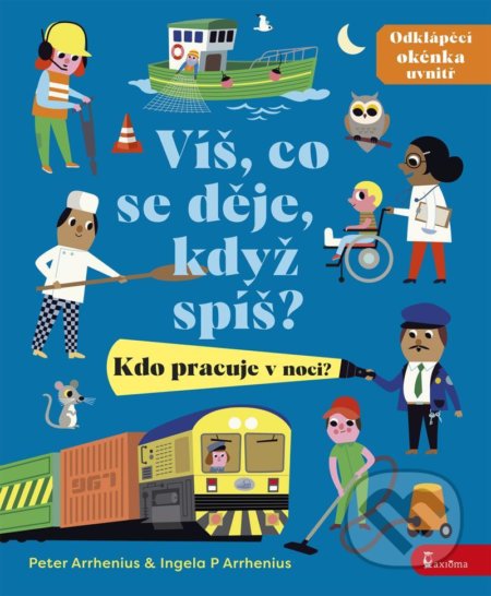 Kniha: Víš, co se děje, když spíš? Kdo pracuje v noci? (Peter Arrhenius). Axióma, 2022 Kniha: Víš, co se děje, když spíš? Kdo pracuje v noci? (Peter Arrhenius). Axióma, 2022