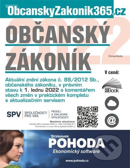 E-kniha: OBČANSKÝ ZÁKONÍK 2022 s komentářem změn (Autorský kolektív). DonauMedia, 2022 E-kniha: OBČANSKÝ ZÁKONÍK 2022 s komentářem změn (Autorský kolektív). DonauMedia, 2022