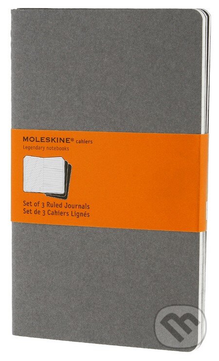Moleskine – sada 3 stredných linajkových zápisníkov Cahiers – svetlosivá (Moleskine). Moleskine, 2013 Moleskine – sada 3 stredných linajkových zápisníkov Cahiers – svetlosivá (Moleskine). Moleskine, 2013