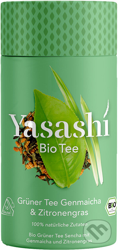 Kávy a čaje: Yasashi BIO Green Tea Genmaicha & Lemon grass (Yasashi). Yasashi, 2022 Kávy a čaje: Yasashi BIO Green Tea Genmaicha & Lemon grass (Yasashi). Yasashi, 2022