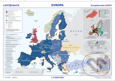Evropská unie a NATO nástěnná mapa, Kartografie Praha, 2022