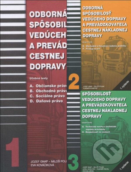 Kniha: Odborná spôsobilosť vedúceho dopravy a prevádzkovateľa cestnej nákladnej dopravy (Jozef Gnap). EDIS, 2012 Kniha: Odborná spôsobilosť vedúceho dopravy a prevádzkovateľa cestnej nákladnej dopravy (Jozef Gnap). EDIS, 2012