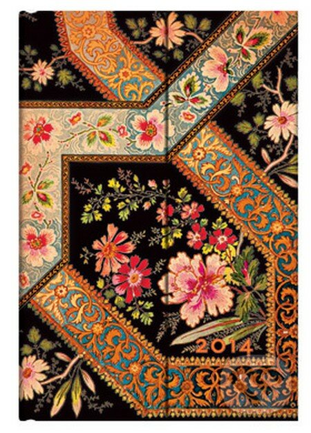 Paperblanks - Filigree Floral Ebony  2014 (12-mesačný diár, mini, denný), Paperblanks, 2013