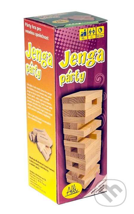 Spoločenská hra: Párty jenga Slovenská verzia (Albi). Albi, 2013 Spoločenská hra: Párty jenga Slovenská verzia (Albi). Albi, 2013