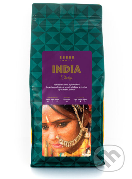 Kávy a čaje: India Cherry AA Robusta 100% (Cafepoint). Cafepoint, 2013 Kávy a čaje: India Cherry AA Robusta 100% (Cafepoint). Cafepoint, 2013