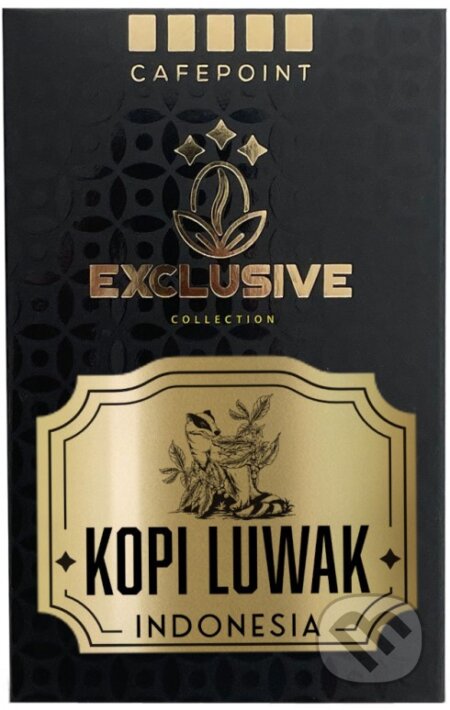 Kávy a čaje: Indonesia Kopi Luwak Cibetková (Cafepoint). Cafepoint, 2013 Kávy a čaje: Indonesia Kopi Luwak Cibetková (Cafepoint). Cafepoint, 2013