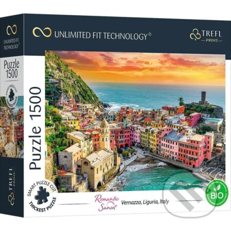 Puzzle: Romantický západ slnka: Vernazza, Ligúria, Taliansko (Trefl). Trefl, 2022 Puzzle: Romantický západ slnka: Vernazza, Ligúria, Taliansko (Trefl). Trefl, 2022