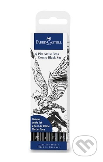 Popisovač Pitt Artist Pen Comic - černé 4 ks (Faber-Castell). Faber-Castell, 2020 Popisovač Pitt Artist Pen Comic - černé 4 ks (Faber-Castell). Faber-Castell, 2020