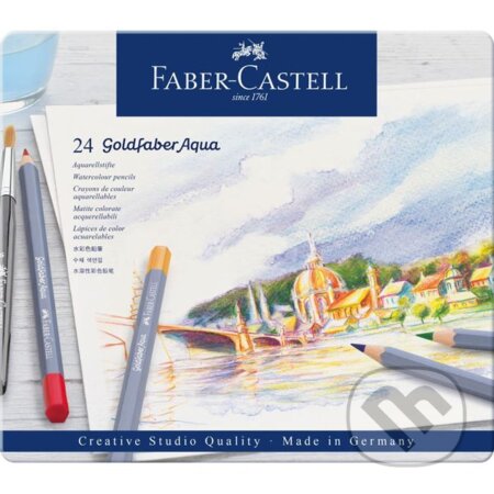 Pastelky Goldfaber Aqua set-plech 24 farebné (Faber-Castell). Faber-Castell, 2020 Pastelky Goldfaber Aqua set-plech 24 farebné (Faber-Castell). Faber-Castell, 2020