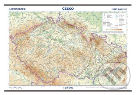 Česko - reliéf a povrch 1:375 000 nástěnná mapa (Kartografie Praha). Kartografie Praha, 2022 Česko - reliéf a povrch 1:375 000 nástěnná mapa (Kartografie Praha). Kartografie Praha, 2022