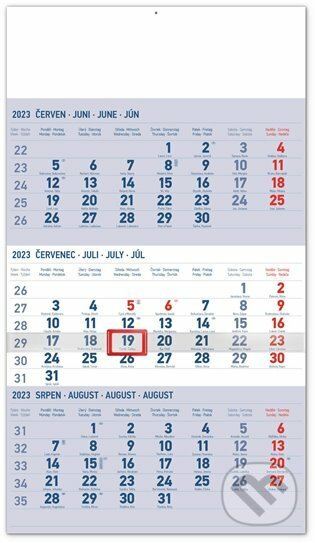 Nástěnný kalendář 3měsíční standard modrý 2023, Presco Group, 2022
