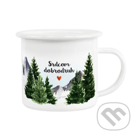Smaltovaný hrnček Srdcom Dobrodruh s bielym okrajom (Ľúbené). Ľúbené, 2020 Smaltovaný hrnček Srdcom Dobrodruh s bielym okrajom (Ľúbené). Ľúbené, 2020