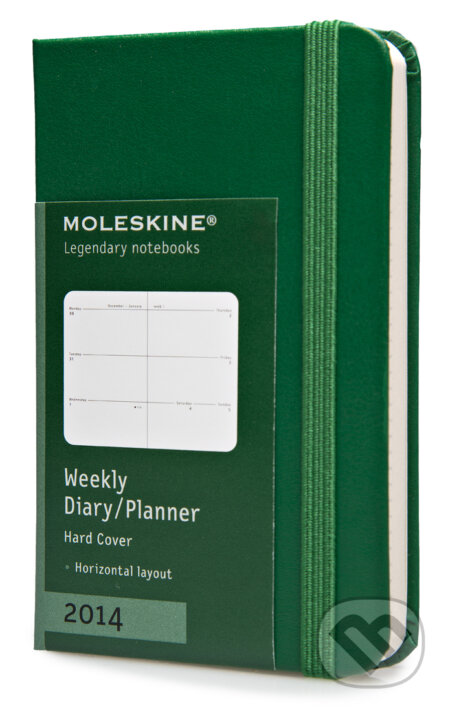 Moleskine – 12-mesačný diár 2014 zelený (extra malý, týždenný, pevná väzba), Moleskine, 2013