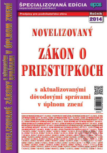 Kniha: Novelizovaný Zákon o priestupkoch (Epos). Epos, 2014 Kniha: Novelizovaný Zákon o priestupkoch (Epos). Epos, 2014