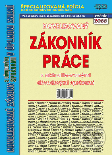 Kniha: Novelizovaný zákonník práce (Epos). Epos, 2022 Kniha: Novelizovaný zákonník práce (Epos). Epos, 2022