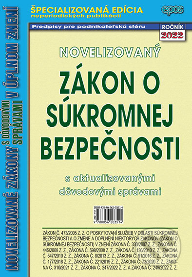 Kniha: Novelizovaný zákon o súkromnej bezpečnosti (Epos). Epos, 2022 Kniha: Novelizovaný zákon o súkromnej bezpečnosti (Epos). Epos, 2022