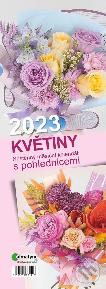 Kalendář 2023: Květiny, pohlednicový, Almatyne, 2022