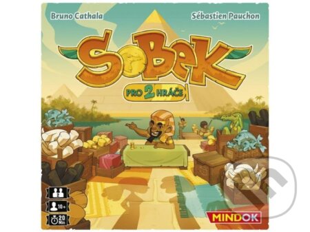Spoločenská hra: Sobek pro 2 hráče (Bruno Cathala a Sébastien Pauchon). Mindok, 2022 Spoločenská hra: Sobek pro 2 hráče (Bruno Cathala a Sébastien Pauchon). Mindok, 2022