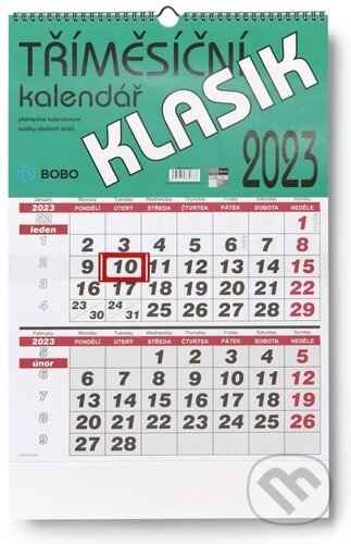 Tříměsíční Klasik 2023 - nástěnný kalendář, BOBO BLOK, 2022
