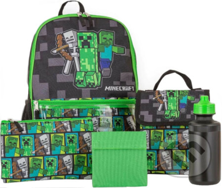 Školský batoh Minecraft: Set batoh - svačinový box - Fľaša na pití - Peračník - kapsička, , 2022