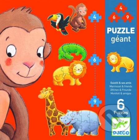 Puzzle: Obrovské progresívne puzzle: Marmoset a priatelia (Djeco). Djeco, 2019 Puzzle: Obrovské progresívne puzzle: Marmoset a priatelia (Djeco). Djeco, 2019