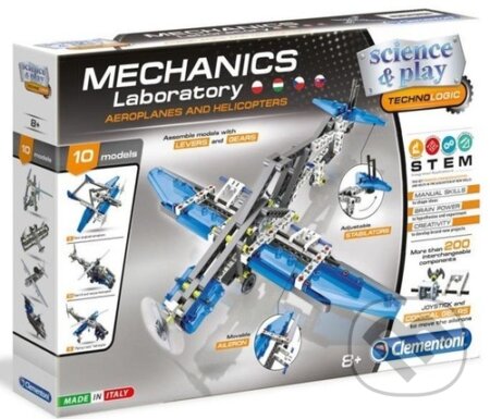 Společenská hra: Mechanická laboratoř 10v1: Letadla a vrtulníky (Clementoni). Clementoni, 2022 Společenská hra: Mechanická laboratoř 10v1: Letadla a vrtulníky (Clementoni). Clementoni, 2022