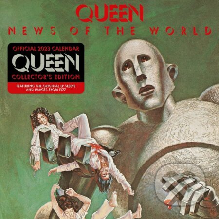 Oficiálny sběratelský nástenný kalendár 2023: Queen - New Of The World LP replika (Queen). Queen, 2022 Oficiálny sběratelský nástenný kalendár 2023: Queen - New Of The World LP replika (Queen). Queen, 2022