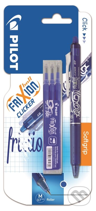 sada Roller FriXion Ball Clicker 0.7 a 3 ks náplne v modrej farbe (PILOT). PILOT, 2022 sada Roller FriXion Ball Clicker 0.7 a 3 ks náplne v modrej farbe (PILOT). PILOT, 2022