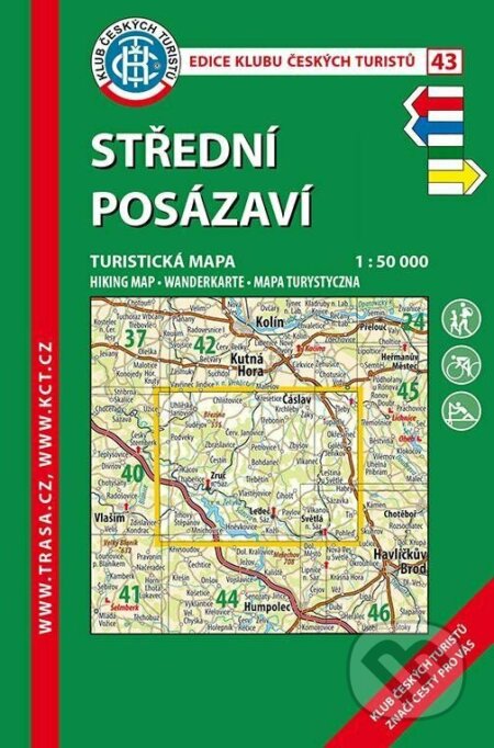 KČT 43 Střední Posázaví 1:50 000 / Turistická mapa, Klub českých turistů, 2022