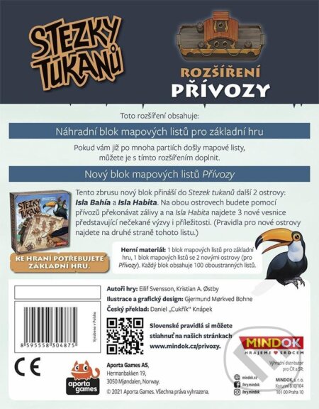 Stezky tukanů - rozšíření Přívozy (Christine Anne Ostbyová a Eilif Svensson). Mindok, 2022 Stezky tukanů - rozšíření Přívozy (Christine Anne Ostbyová a Eilif Svensson). Mindok, 2022