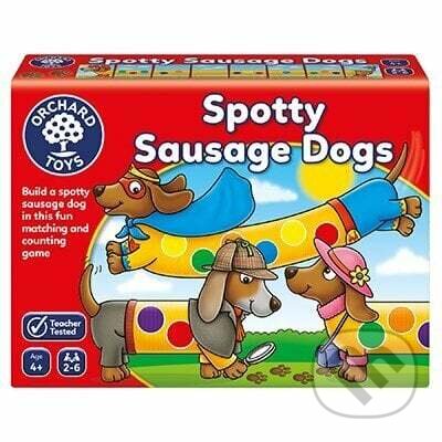 Spoločenská hra: Spotty Sausage Dogs (Puntíkovaní jezevčíci) (Orchard Toys). Orchard Toys, 2022 Spoločenská hra: Spotty Sausage Dogs (Puntíkovaní jezevčíci) (Orchard Toys). Orchard Toys, 2022
