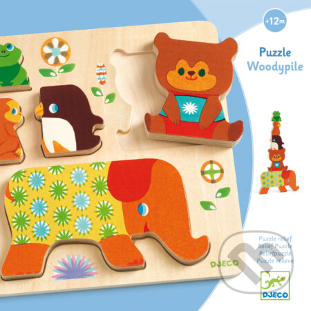 Puzzle: Drevené reliéfne vkladacie puzzle: Woodypile (Djeco). Djeco, 2022 Puzzle: Drevené reliéfne vkladacie puzzle: Woodypile (Djeco). Djeco, 2022