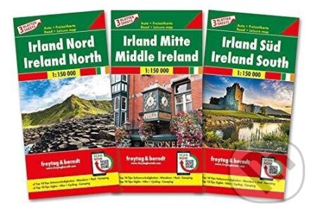 Irsko 1:150.000 set - 3 mapy / Irland-Set, Autokarte 1:150.000, 3 Blätter in Kunststoff-Hülle, freytag&berndt
