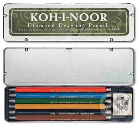 Koh-i-noor tužky mechanické (Versatil) souprava 6 ks v plechové krabičce (KOH-I-NOOR HARDTMUTH). KOH-I-NOOR HARDTMUTH, 2022 Koh-i-noor tužky mechanické (Versatil) souprava 6 ks v plechové krabičce (KOH-I-NOOR HARDTMUTH). KOH-I-NOOR HARDTMUTH, 2022