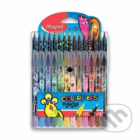 Maped Sada Color´ Peps Monster Fixy 12ks + 15ks pastelek (Maped). Maped, 2022 Maped Sada Color´ Peps Monster Fixy 12ks + 15ks pastelek (Maped). Maped, 2022