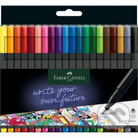 Popisovače Grip Finepen 0,4 mm, 20ks, farebné (Faber-Castell). Faber-Castell Popisovače Grip Finepen 0,4 mm, 20ks, farebné (Faber-Castell). Faber-Castell